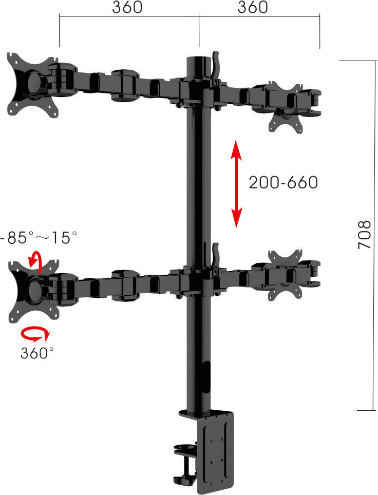 Revolve Pole Mounted Quad Monitor Arm
